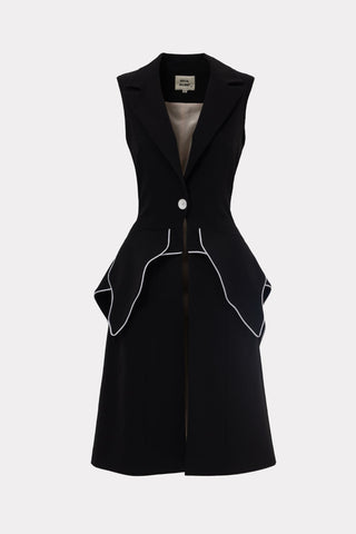 Modern Elegant Deep V-Neck Vest With Peplum Detail Black
