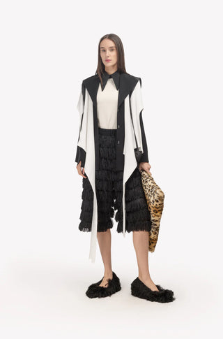 Архитектурный многослойный жакет с контрастом – Чёрно-белый