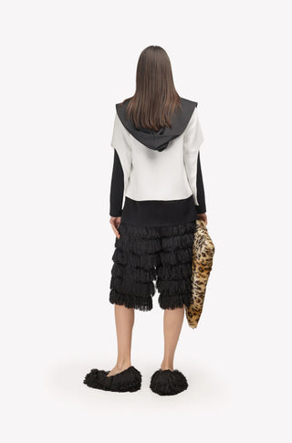 Вечерние бермуды с текстурной бахромой - чёрные