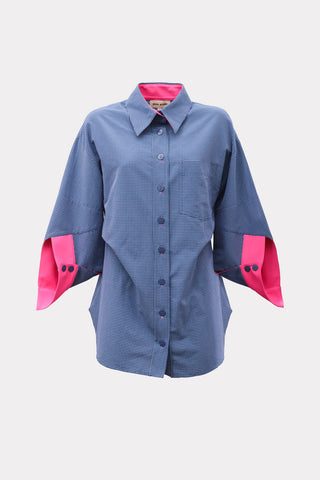 Architectural Vivid Oversized Shirt Blue Check