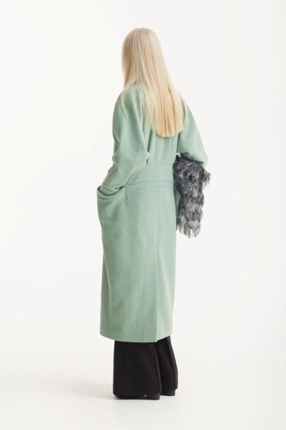 Architectural Wool-Effect Coat With Large Pockets Mint Green