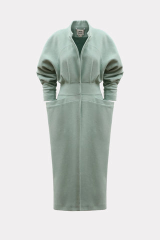 Palton arhitectural cu efect de lână și buzunare mari – Verde mentă