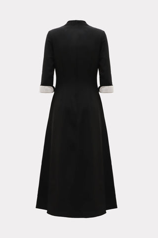 Art-Inspired Semi-Fitted Three-Quarter Sleeveless Dress - Black