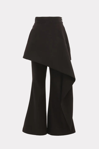 Asymmetric Overlay Flared Trousers Black