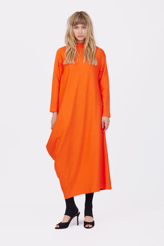 Asymmetrical Jersey Dress Orange