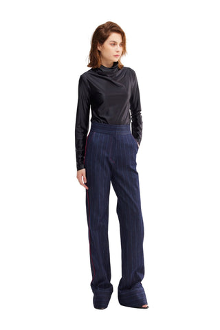 Leather-Look Long Sleeve Top Black