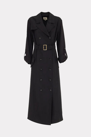 Belted Double-Breasted Trench Dress Black