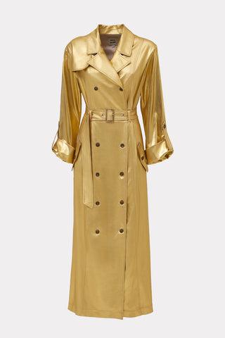 Belted Double-Breasted Trench Dress Jersey Gold