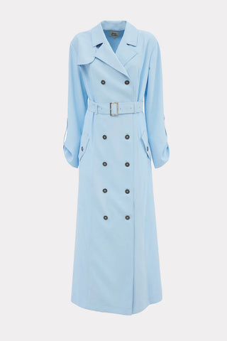 Belted Double-Breasted Trench Dress Light Blue