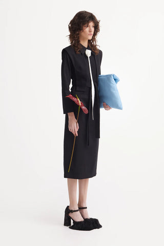 Black Fashion Fitted Midi Dress