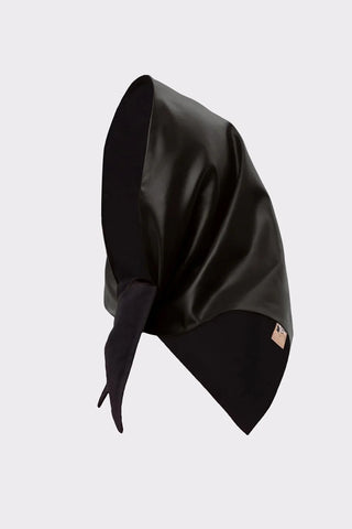 Black Faux Leather Shawl Scarf