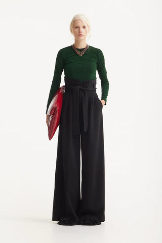 Black High Waist Long Wide Leg Trousers