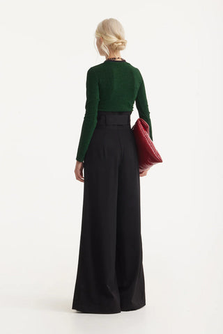 Black High Waist Long Wide Leg Trousers