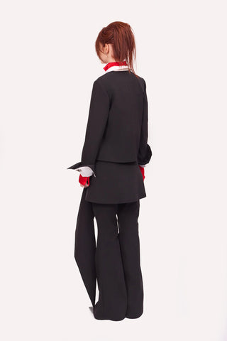 Black Tailored Cropped Blazer With White Collar
