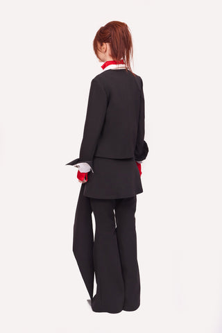 Asymmetric Overlay Flared Trousers Black