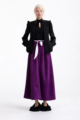 Bluză din satin cu guler înalt — negru