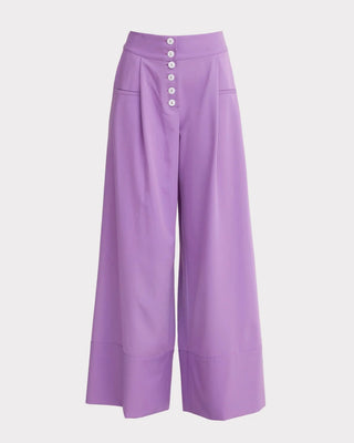 Pantaloni palazzo cu închidere frontală cu nasturi – lila