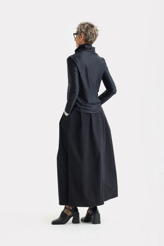 Leather-Look Long Sleeve Top Black