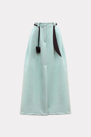 Неформальная элегантная замшевая юбка с разрезом спереди – Мятная