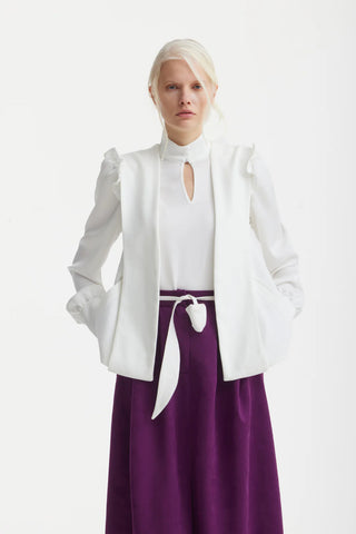 Замшевая юбка миди с разрезом спереди и поясом — Глубокий фиолетовый