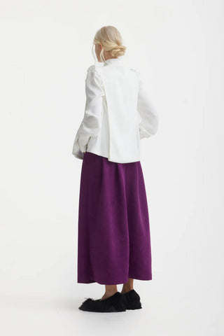 Замшевая юбка миди с разрезом спереди и поясом — Глубокий фиолетовый
