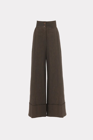 Casual High-Rise Flared Denim Pants Brown