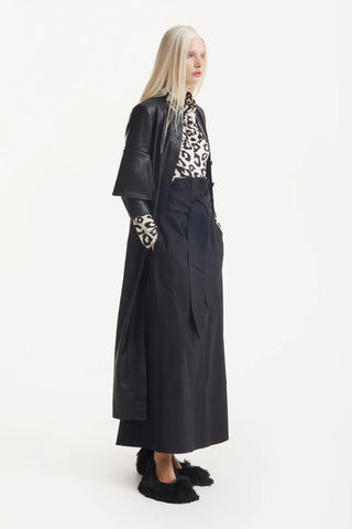 Casual High-Waisted A-Line Skirt With Belt Black