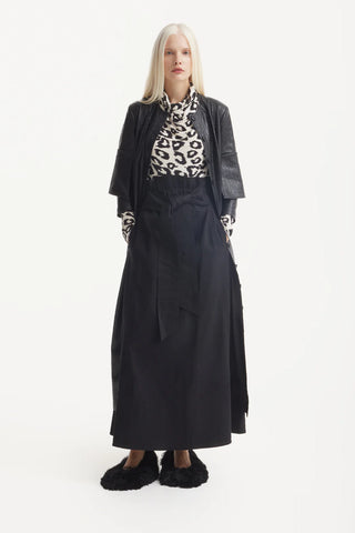 High Neck Long Sleeves Blouse Leopard Print