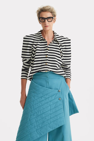 Vintage Wool Blend Quilted Pants Turquoise