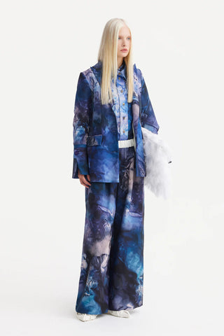 Fashion Blazer Abstract Watercolor Blue