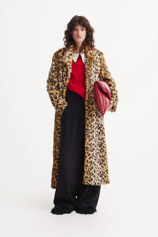 Demi-Season Animal Print Faux Fur Coat
