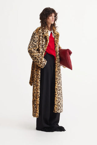 Demi-Season Animal Print Faux Fur Coat
