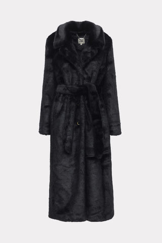 Demi-Season Solid Faux Fur Coat Black