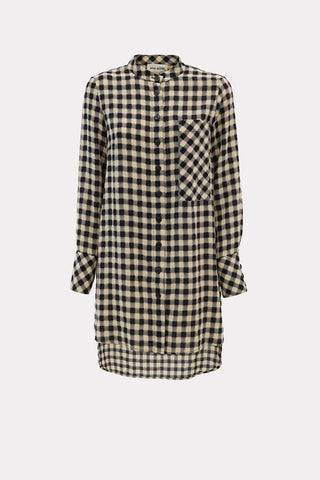 Casual Loose Fit Long Plaid Shirt Black Beige