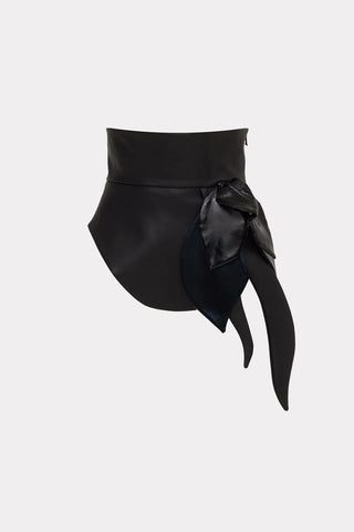 Designer Asymmetrical Faux Leather Belt Black