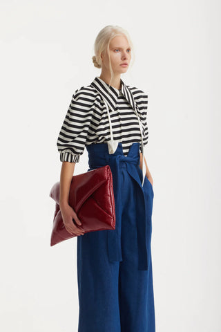 Pantaloni lungi cu talie înaltă și croi larg – Albastru marin