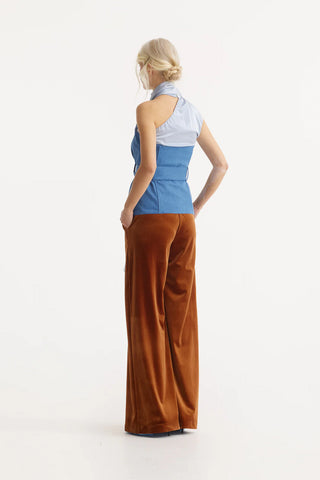 Ретро-брюки с широкими штанинами - бархат «ржавчина»