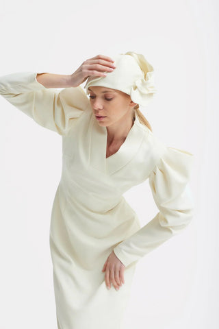 Accesoriu pentru cap – mini pălărie de seară - ivory