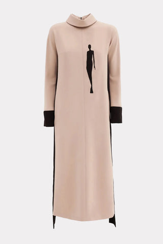 Designer Long Dress With Embroidery Beige