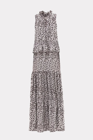 Designer Short Sleeveless Dress With Print Grey
