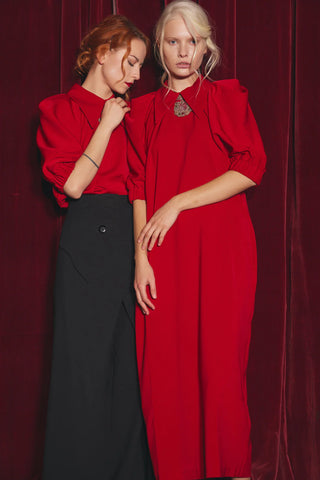 Designer Midi Dress Red