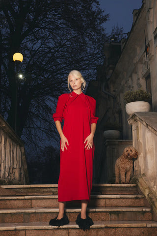 Designer Midi Dress Red