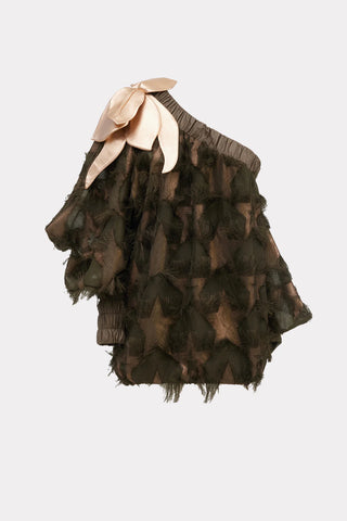 Designer Off-Shoulder Blouse Dark Green