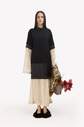 Дизайнерское длинное платье в стиле футболки, черное