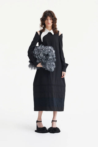 Designer Trapeze Dress With Unique Detailing Black