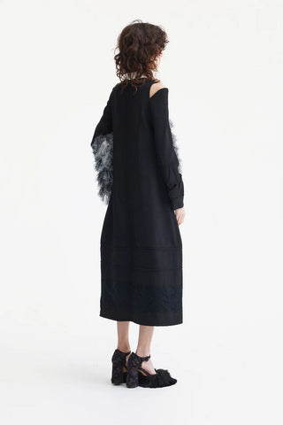 Designer Trapeze Dress With Unique Detailing Black