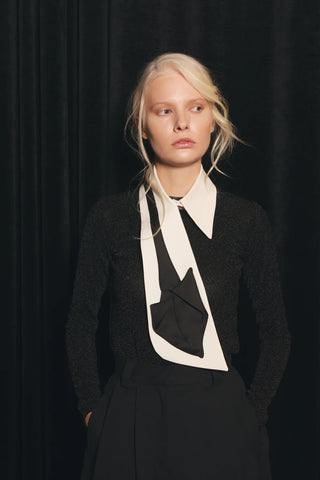 Обтягивающий топ с длинными рукавами из черного люрекса