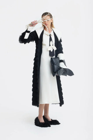 Текстурный тренч в стиле кейп длиной до щиколотки — чёрный