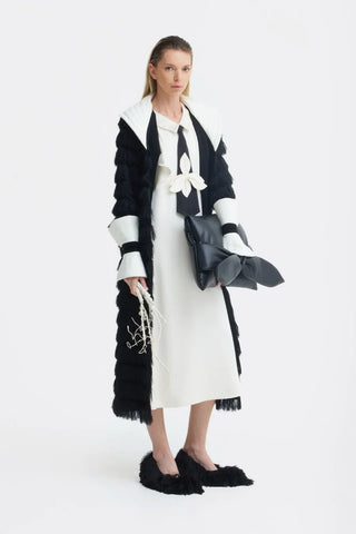 Double-Layer Satin Midi Dress With Tie Detail – Ivory