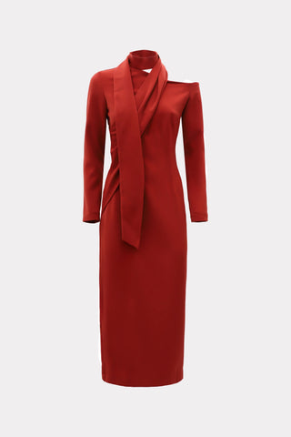 Elegant Evening Open Shoulder Midi Dress Terracotta